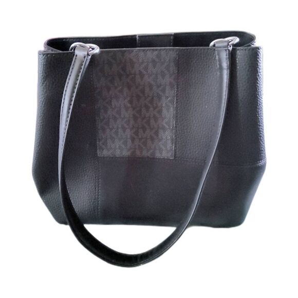 MICHAEL KORS Pratt Medium Studded Black Patchwork Sig Logo Shoulder Bag - Picture 2 of 4